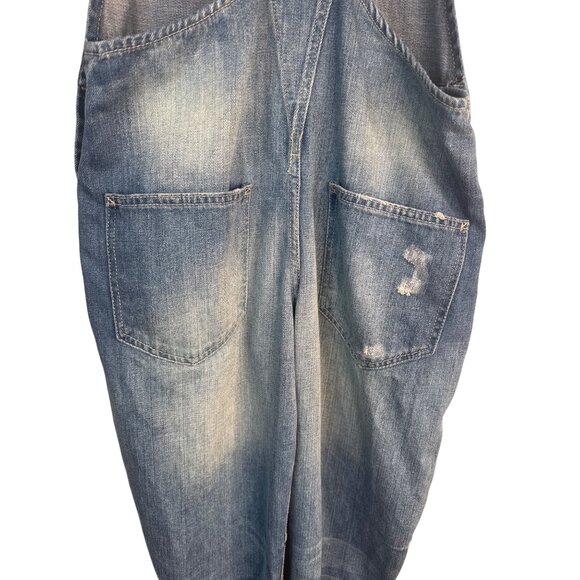 ZARA Z1975  Distressed Size Small Denim Overalls Adjustable Straps - Picture 9 of 13